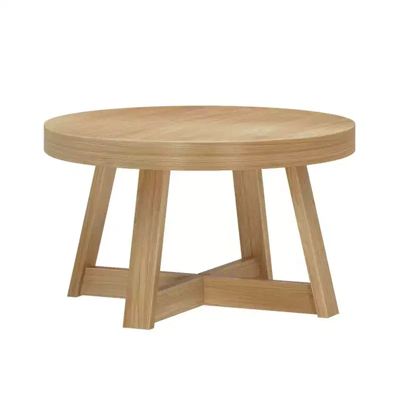 Classic Solid Wood Round Coffee Table, 30 Farmhouse Table for Living Room