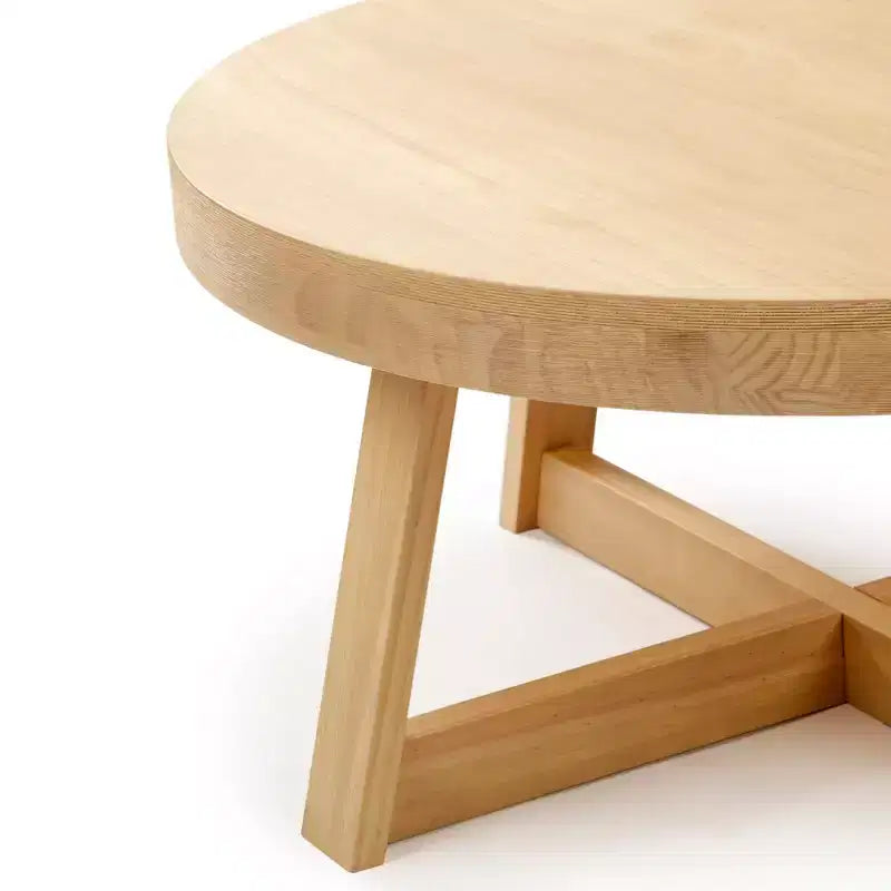 Classic Solid Wood Round Coffee Table, 30 Farmhouse Table for Living Room
