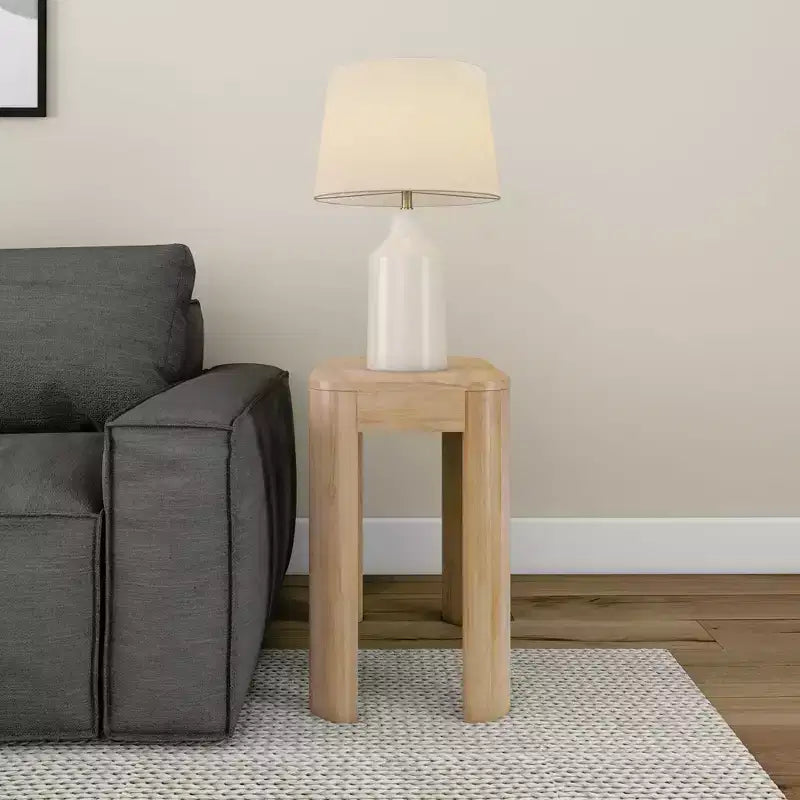 Solid Wood Side Table, Modern Rounded Edge Slim Side Table for Living Room, 25