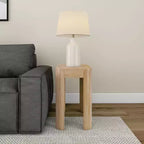 Solid Wood Side Table, Modern Rounded Edge Slim Side Table for Living Room, 25