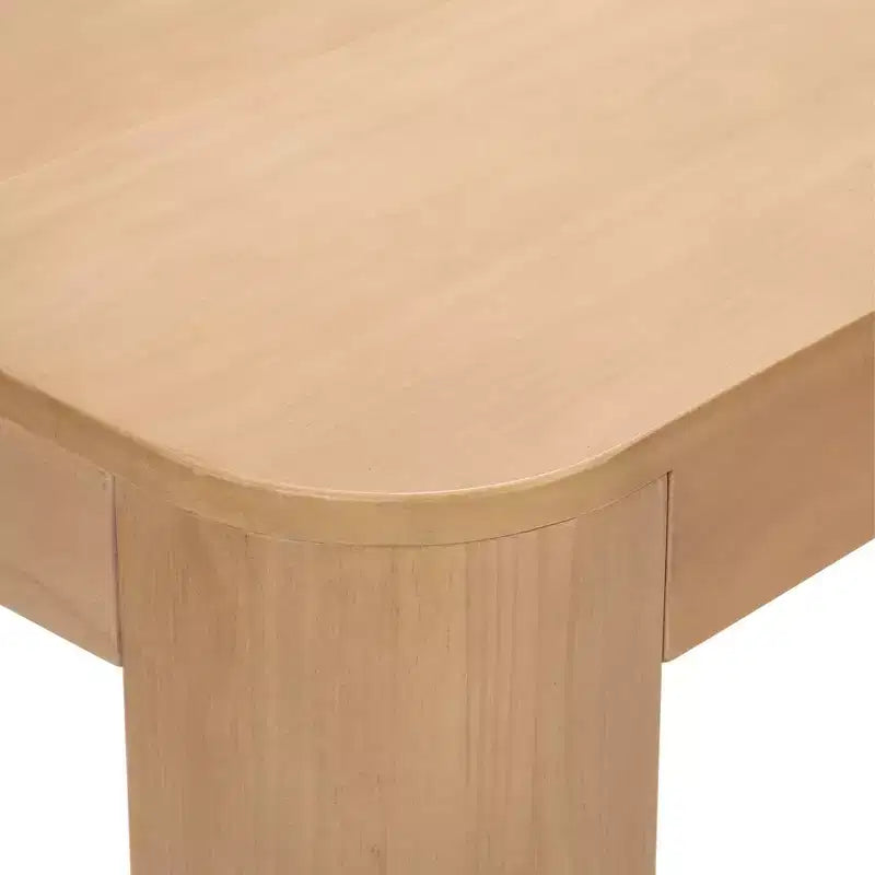 Solid Wood Side Table, Modern Rounded Edge Slim Side Table for Living Room, 25