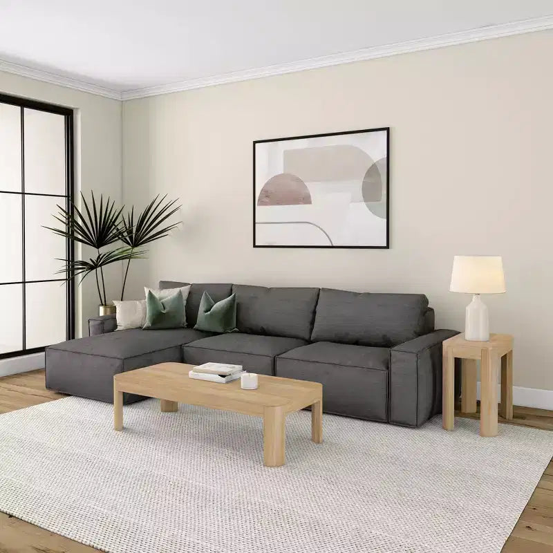 Solid Wood Side Table, Modern Rounded Edge Slim Side Table for Living Room, 25