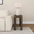 Solid Wood Side Table, Modern Rounded Edge Slim Side Table for Living Room, 25
