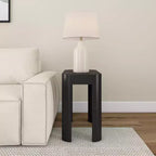 Solid Wood Side Table, Modern Rounded Edge Slim Side Table for Living Room, 25
