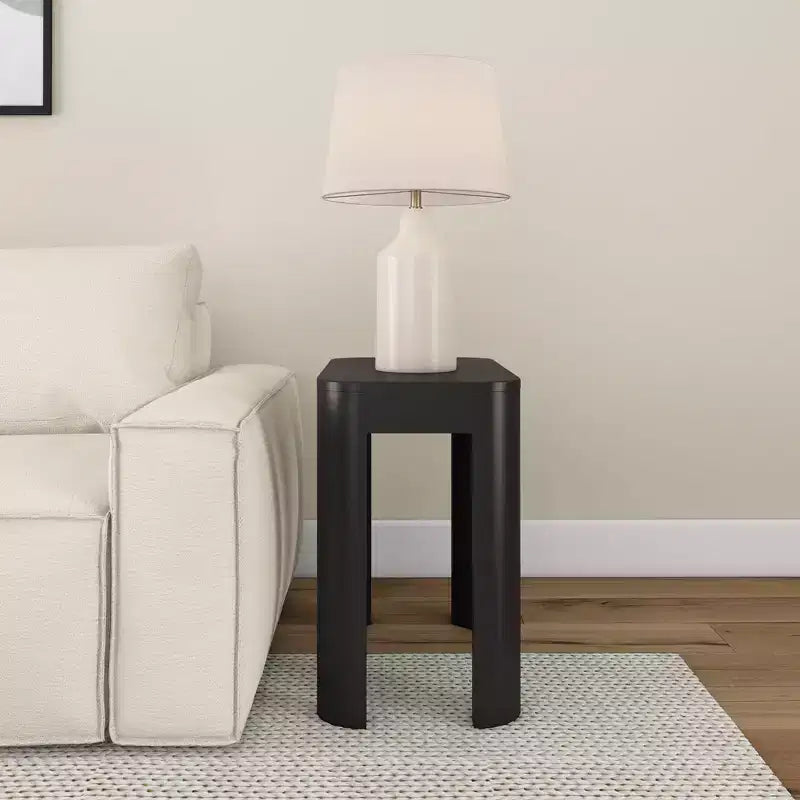 Solid Wood Side Table, Modern Rounded Edge Slim Side Table for Living Room, 25