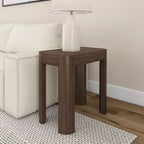 Solid Wood Side Table, Modern Rounded Edge Slim Side Table for Living Room, 25
