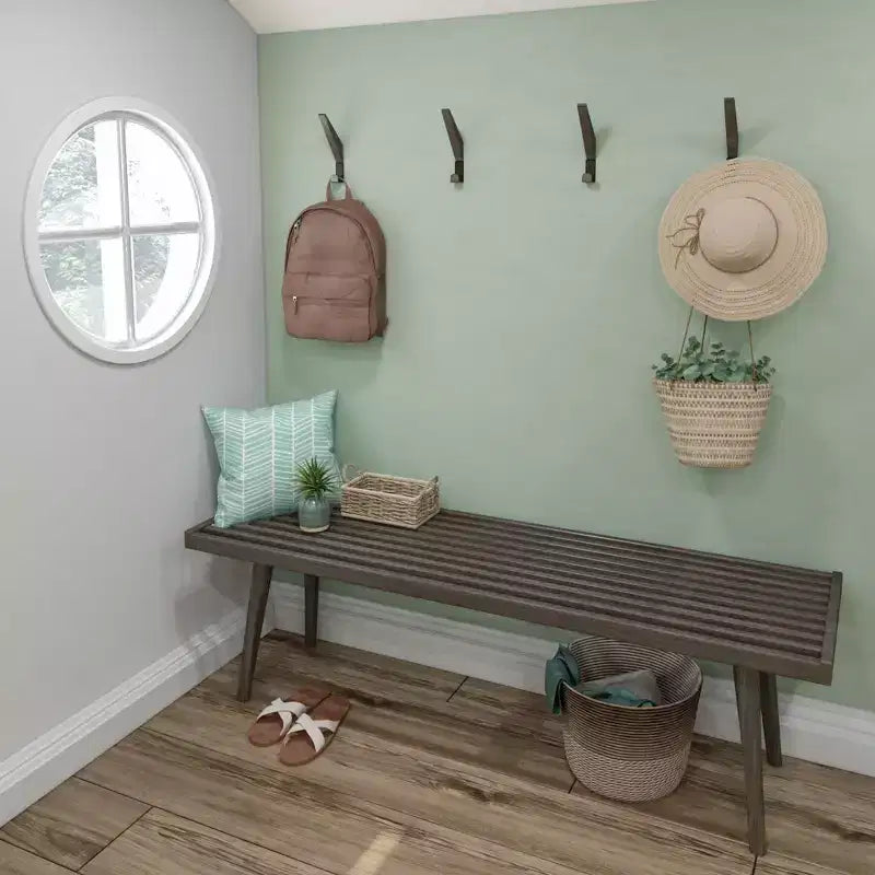 Entryway Bench, Solid Wood End of Bed Bench for Bedroom, Hallway, Porch, 56.25