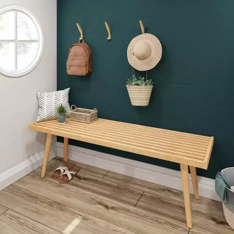 Entryway Bench, Solid Wood End of Bed Bench for Bedroom, Hallway, Porch, 56.25