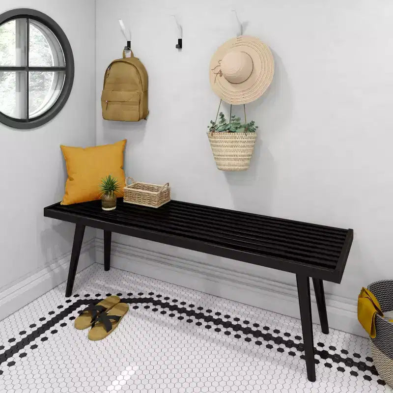Entryway Bench, Solid Wood End of Bed Bench for Bedroom, Hallway, Porch, 56.25