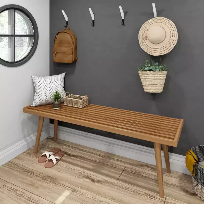 Entryway Bench, Solid Wood End of Bed Bench for Bedroom, Hallway, Porch, 56.25