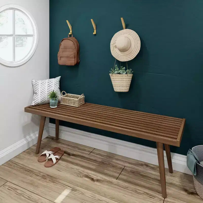 Entryway Bench, Solid Wood End of Bed Bench for Bedroom, Hallway, Porch, 56.25