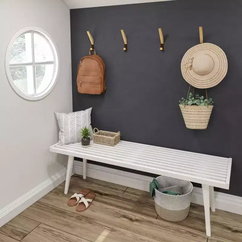 Entryway Bench, Solid Wood End of Bed Bench for Bedroom, Hallway, Porch, 56.25