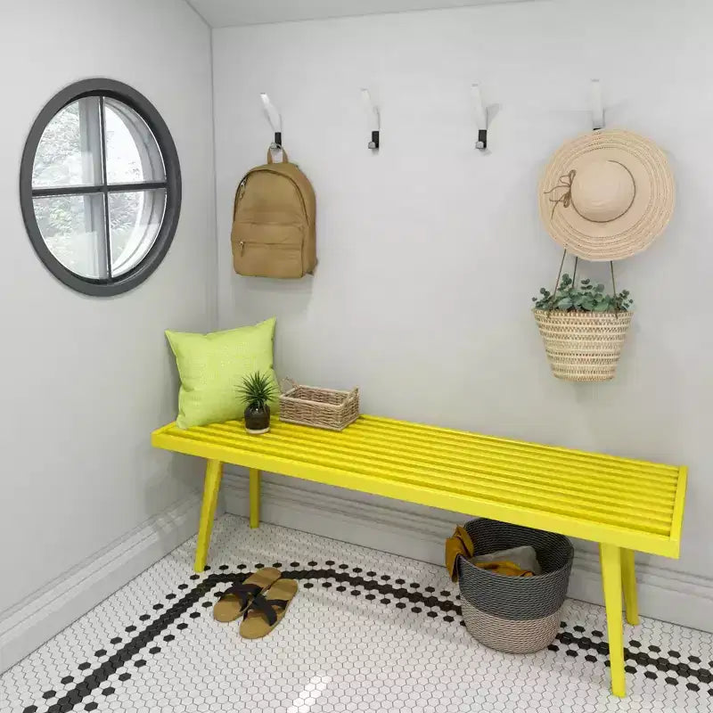 Entryway Bench, Solid Wood End of Bed Bench for Bedroom, Hallway, Porch, 56.25